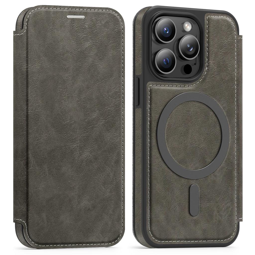 For iPhone 13 Pro Case Compatible with MagSafe RFID Blocking Card Holder Leather Phone Cover