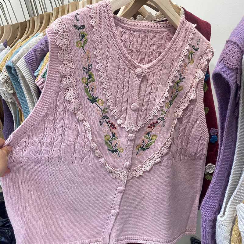 Knitted Vest Women Oversize Undershirt Sleeveless Tops Loose Sweater Vest Thickened Casual Round Neck Vest