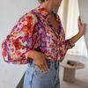 2025 Autumn New Style, Single Row Multi Button Shirt, Women's, European and American, Thin Style, Casual Style, Floral Print, Long Sleeved Top