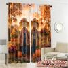 2pcs, 2D FLAT PRINTING Curtains (Without Rod) Harvest Friends Contemporary Popular Curtains Durable 100% Polyester Fabric