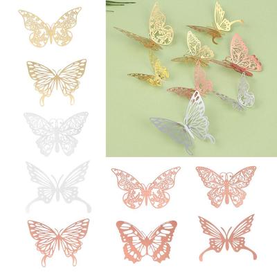 Decoration Party Supplies Gold Silver Rose Gold 3D Hollow Mariposas Decals Butterfly Wall Stickers