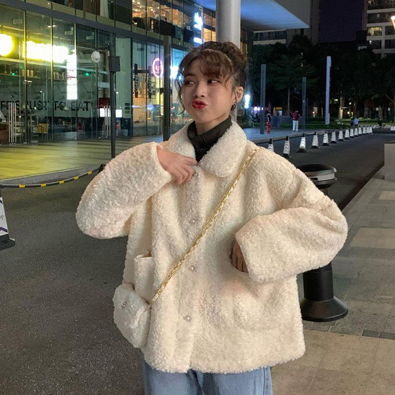 New Small Fragrance Style Lamb Fur Coat for Women In Winter Korean Style Thickened Versatile Short Lamb Velvet Top