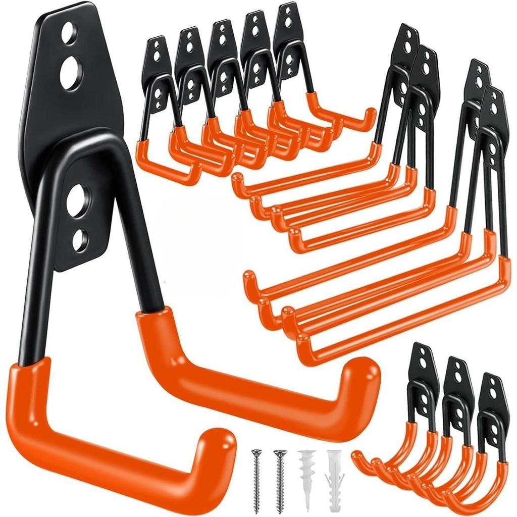 Heavy-Duty Wall-Mounted Metal Bicycle Storage Hooks for Garage or Warehouse