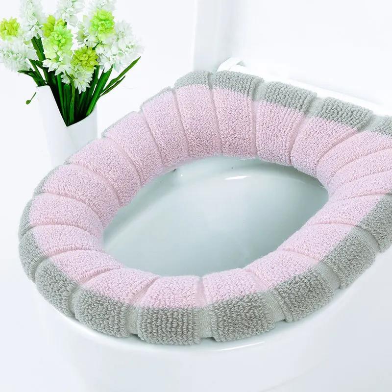 Stretchable Bathroom Toilet Seat Closestool Washable Soft Winter Warmer Mat Pad Cushion O-shape Toilet Seat Bidet Covers
