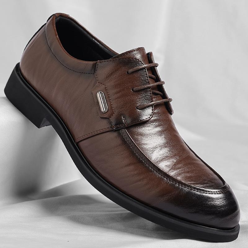 

Wenzhou men s shoes 2025 Hong Kong style hand-scratched formal leather shoes men s office shoes trend 2025 37