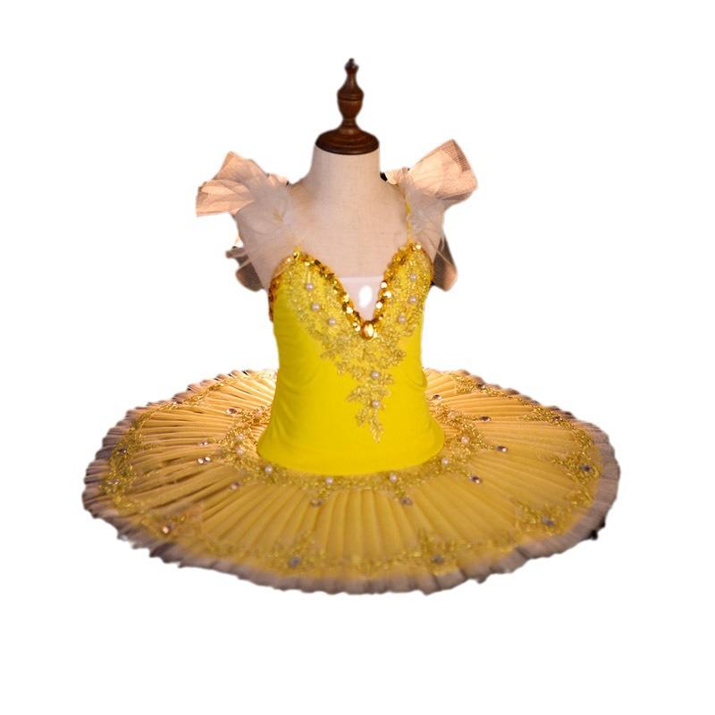 Rochie tutu de balet pentru fete: Rochie cu bretele spaghete și fustă din tul, costum de dans Micul Lebed pentru copii mici