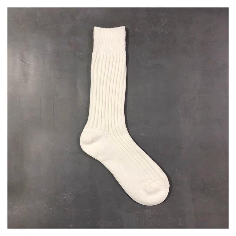 Trendige Marke Herren Unifarbene Doppelnadel-Dickgarnsocken Yu Wenle Gleicher Stil Leuchtendes Grün Baumwollsocken Sportsocken