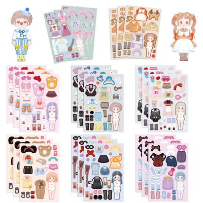 8 Cartoon Korean Girl Dress-up Collage Hands-on DIY Handbook Mobile Phone Case Laptop Decoration Can Be Waterproof