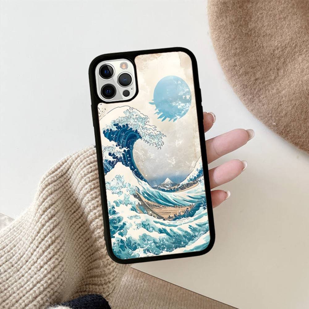 Kanagawa Great Wave Anime Phone Case For Iphone 16 15 14 13 12 11 Pro Max Plus Shockproof TPU+PC Hard Case