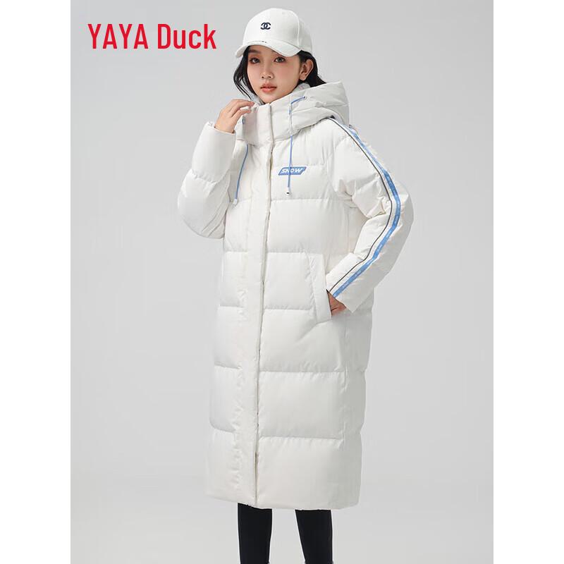 YAYA Women's Over-the-Knee Striped Down Coat