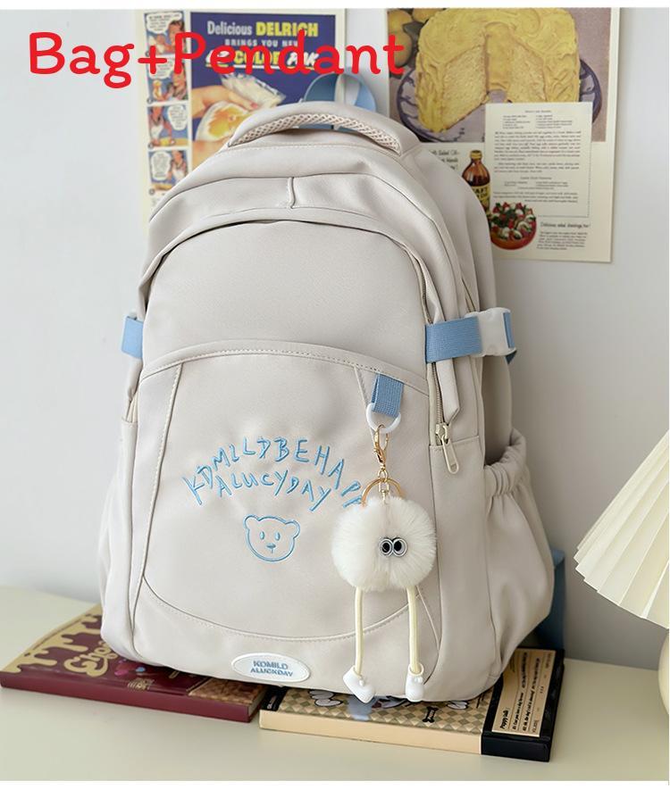 Girl Travel Backpack With Embroidered Letters Wateproof Nylon School Bag For Teens