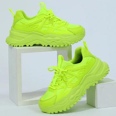 Fashion Mesh Fluorescent Green Running Sneaker for Women Light Men Trainers Shoes Fashion Breathable Non-slip Tenis