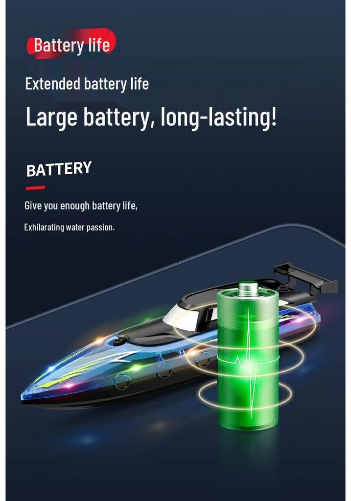2.4G Dual Motor High-Speed Remote Control Speedboat with Lights for Kids
