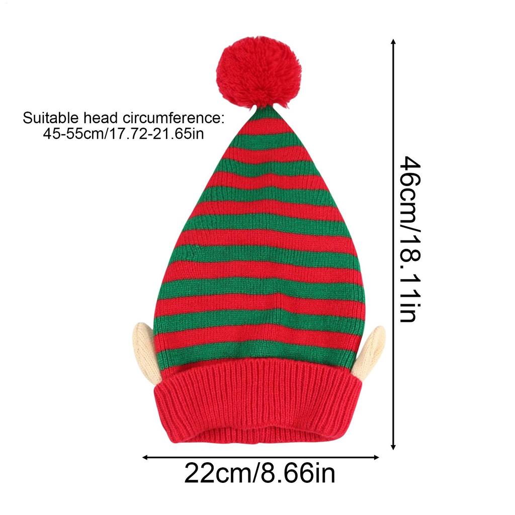 Santa Hat Festive Striped With Ear Christmas Dwarf Hat Adults For Fun Outdoor Cosplay Party Holiday Family Gathering Festival