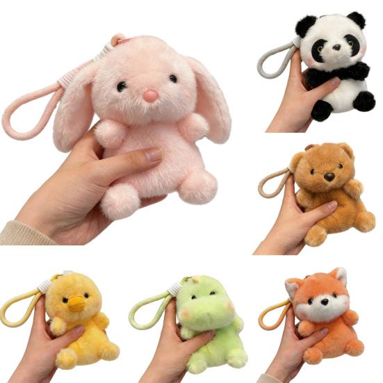 Bag Pendant Cartoon Animal Doll Plush Charm Keychain with Lanyard Soft Fluffy Texture Stress Relief Table Companion