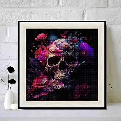 New Arrival 5D DIY Full Circle Diamond Painting "Skull Flower" Embroidery Cross Stitch Home Decor Gift