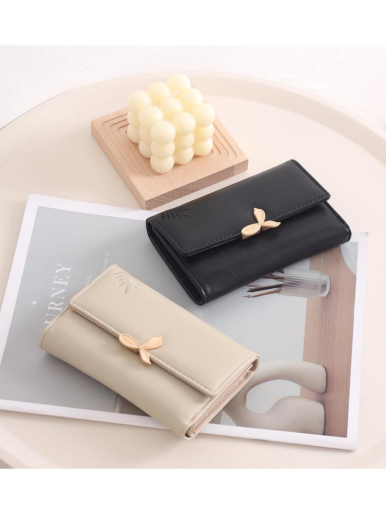 Women's 2025 Medium Wallet: Large Capacity Leaf Embroidery Flower Coin Purse & Card Holder Clutch