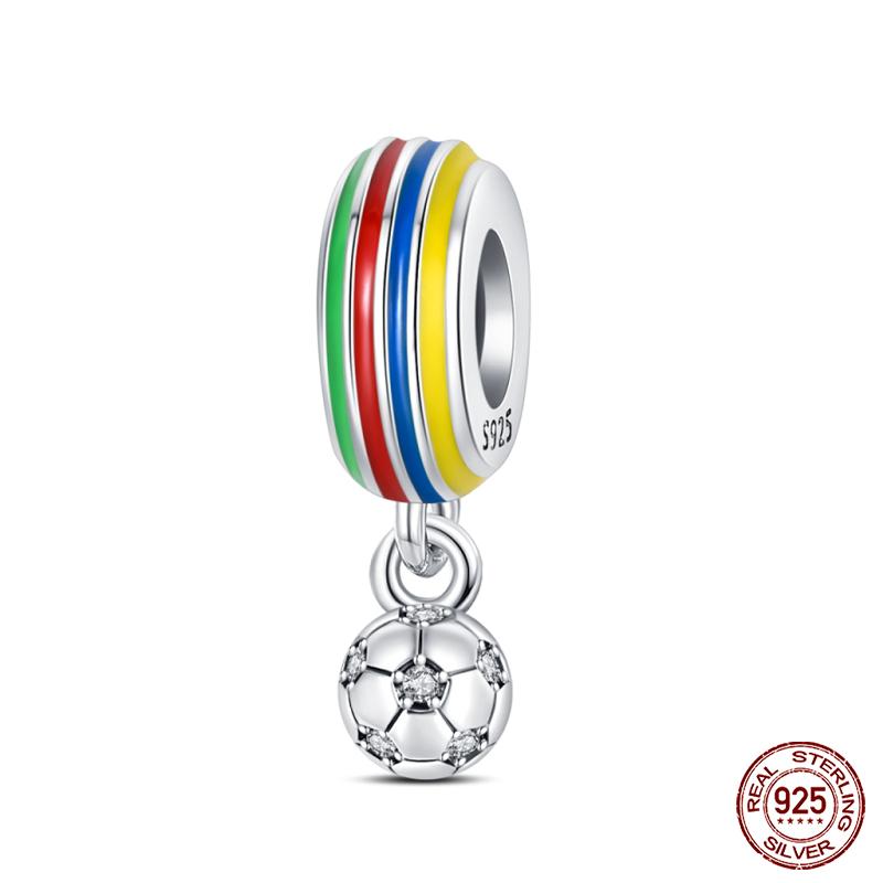 100% Copper I Love Soccer Series Lucky Football Trophy Charms Beads Fit Qikaola Original Bracelets Fine Diy Jewelry