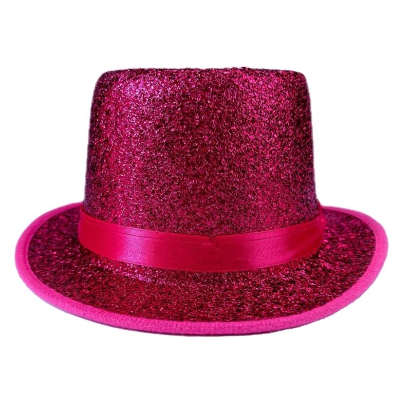 

Bright Color Magicians Hat for Women Men with Belt Tall Hat Adult Theme Party Costume Hat Stage Performers Hat рожевий червоний колір