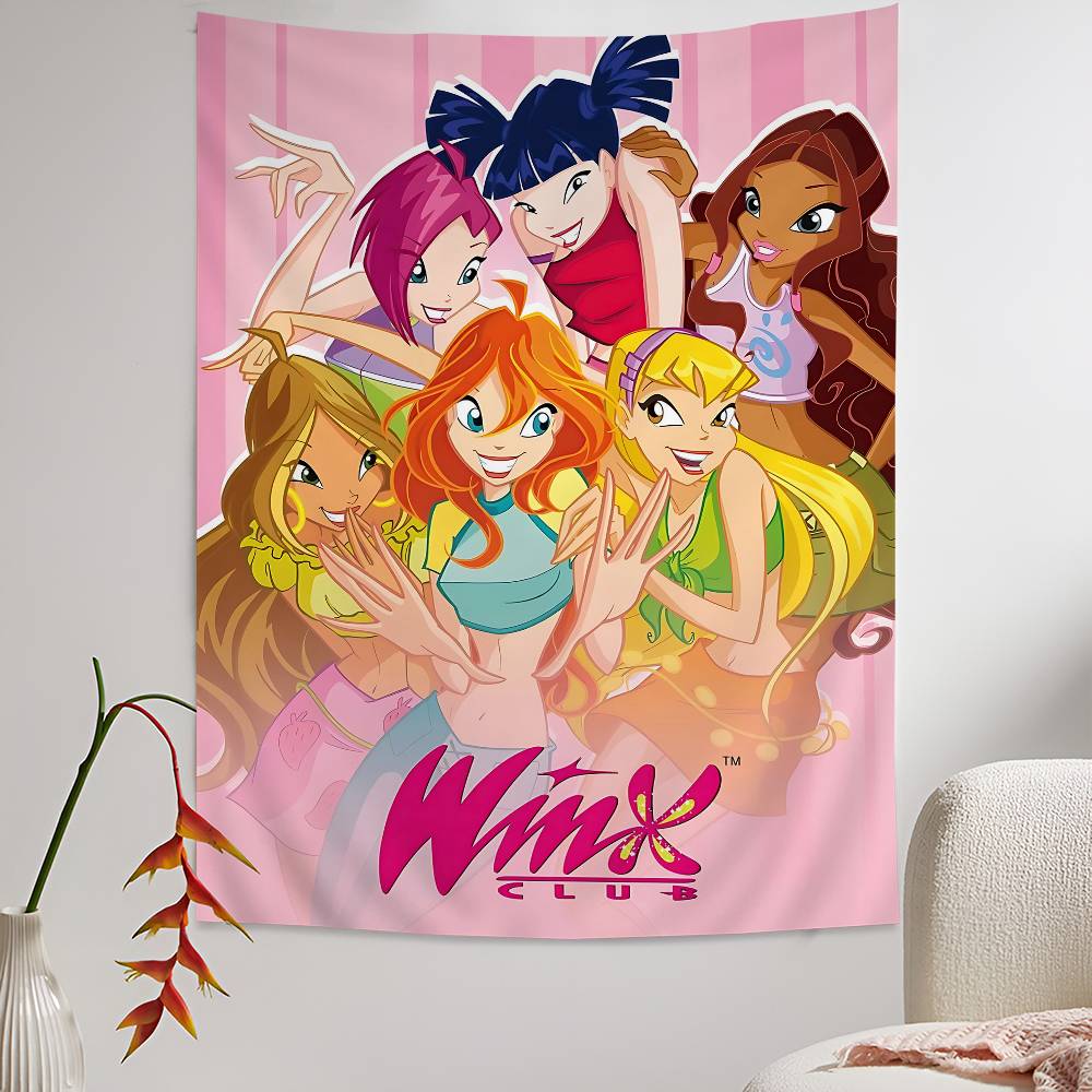 Cute-W-Winxed-Cartoon Colorful Tapestry Wall Hanging Bohemian Wall Tapestries Mandala Wall Art Decor 100X70CM
