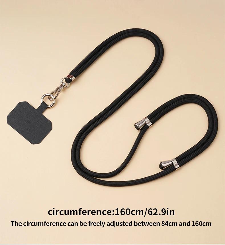 Blakc Crossbody Lanyard Necklace Strap Universal Mobile Phone Adjustment Long Hanging Rope with Clip Anti-Lost Lanyard