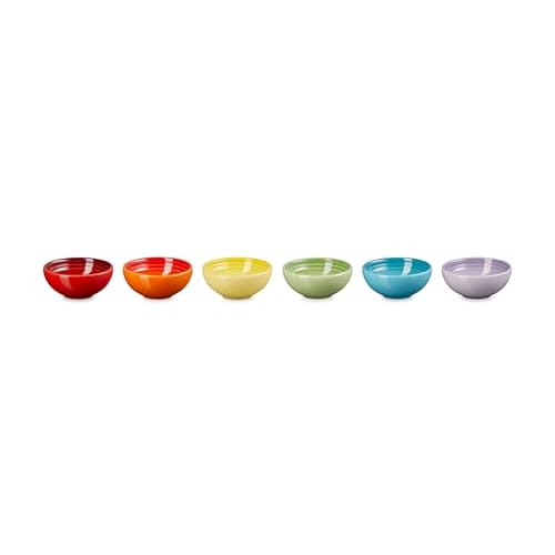 Le Creuset Mini Bowls, 7cm, Rainbow Design, Heat and Cold Resistant, Microwave, Oven, and Dishwasher Safe, Pack of 6 [Official Japanese Product]