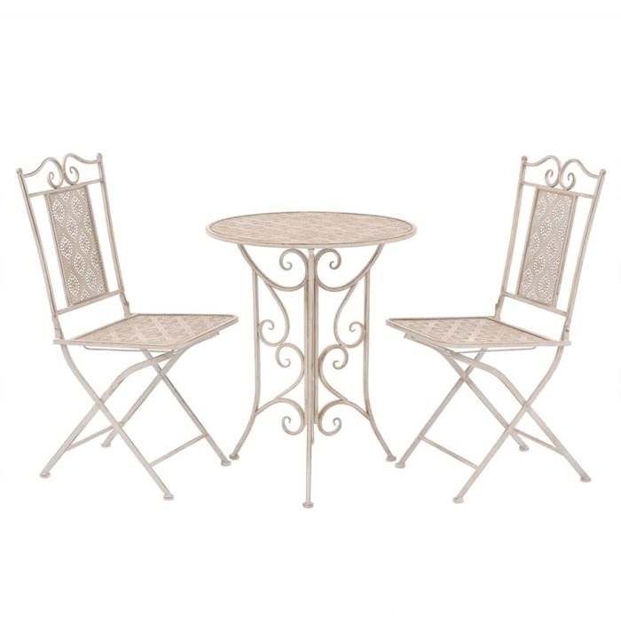 Ensemble de bistro - vidaXL - 3 pcs - Acier - Blanc - Résistant aux intempéries