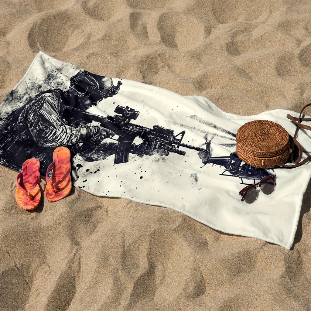 Military Helicopter Tropical Soldier Microfiber Towel, Lightweight for Yoga Swimming Beach Camping