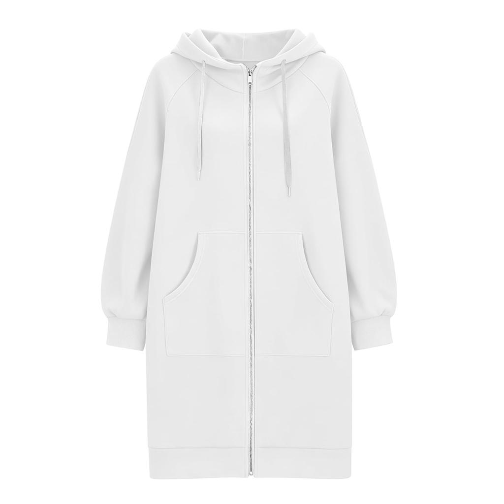 Damen Casual Kapuzenjacke mit Reißverschluss und Taschen