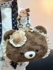 Cute Cartoon Plush Bear Backpack For Women Lightweight Casual Foldable Shoulder Bag With Zipper