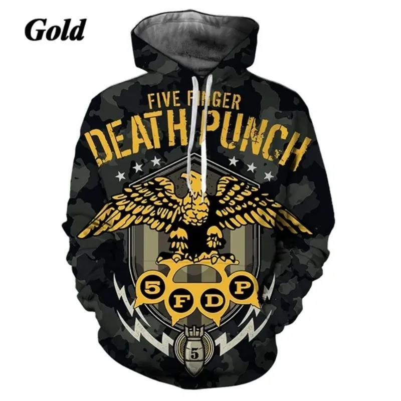 Herren- und Damen-Five Finger Death Punch Hoodies 3D-Druck Lässige Herbst-Winter-Sweatshirts Hip-Hop Rock Hoodie