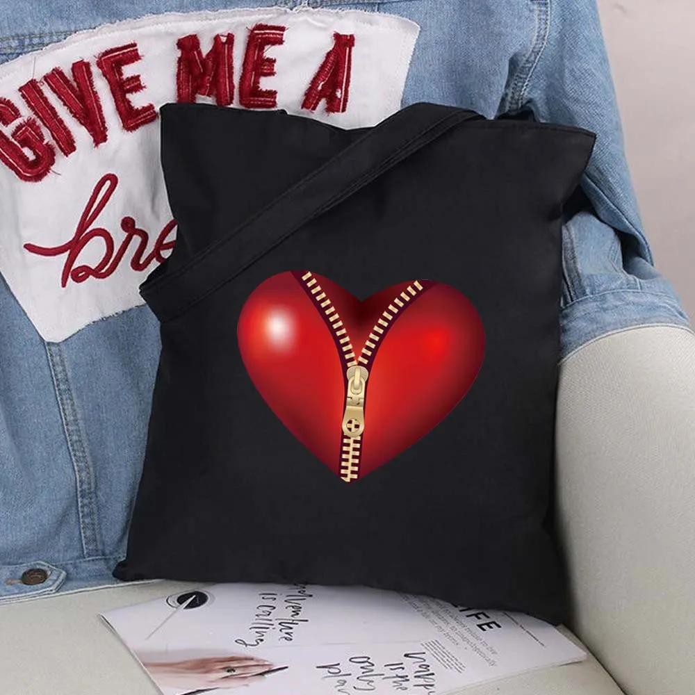Women Shopping Bags Black Printing Foldable Handbags Eco Shopper Shoulder Bag Canvas Tote Environmental Storage Handbag