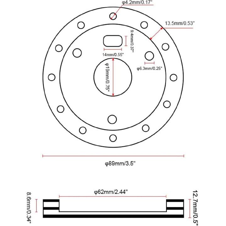 RULLINE 0.5" Steering Wheel Hub Adapter Conversion Spacer 6 Hole to 3 Hole Steering Wheel Adapter Boss Kit Black