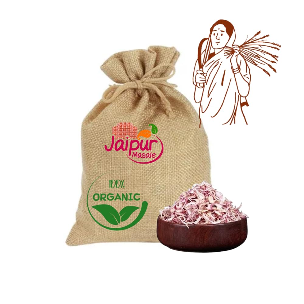 JAIPUR MASALE Dry Onion Flakes - 450 Gm | Sukha Pyaz |Dried Onion Slices with Jute Bag