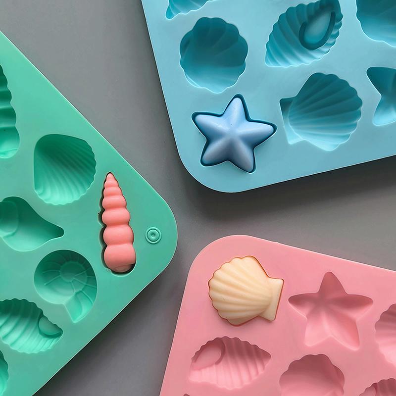 16 Cavity Shell Conch Starfish And Other Shaped Silicone Molds Diy Candy Mousse Pastry Pudding Chocolate Cake Baking Mold
