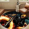 Rider On Fire Round Rug for Livingroom,Bedroom, Palyroom, Chair Rug, Area Rug, Circle Carpet, Large Size Decor Fan Christmas Gift