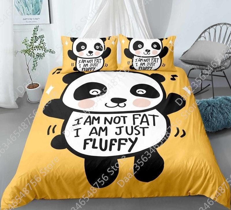 New Panda Bedding Set Single Twin Full Queen King Size Cartoon Animals Bed Set Aldult Kid Bedroom Duvetcover Sets 3D Anime 043