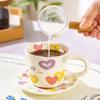 Creative Hand Pinched Ceramic Coffee Cups and Saucers Cute Hand-painted Floral Blueberry Love Mugs Home Afternoon Tea Drinkware