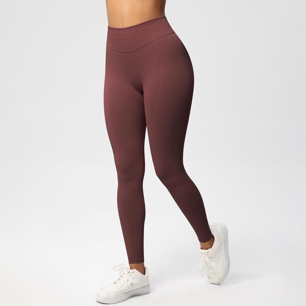 Pantalon de Yoga Fitness Sans Couture Taille Basse: Leggings push-up, moulants, haute performance.