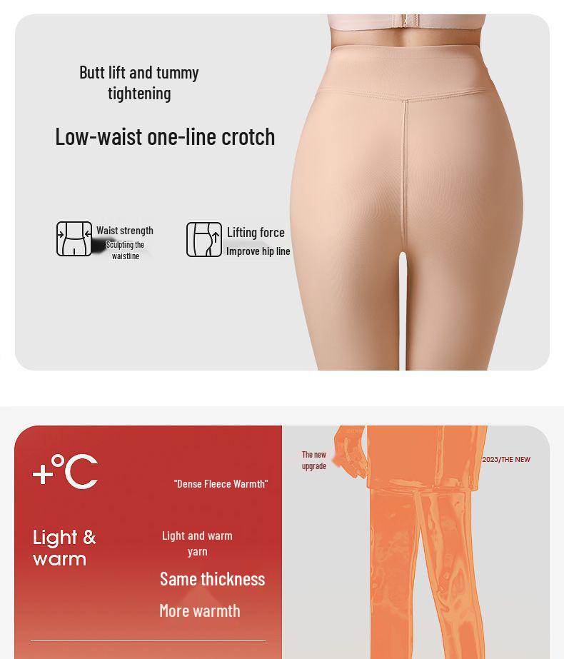 Ciorapi pantalon super groși, cu fleece pe interior, aspect nud, cu picior, pentru femei, strat de bază pentru toamnă/iarnă (400g)