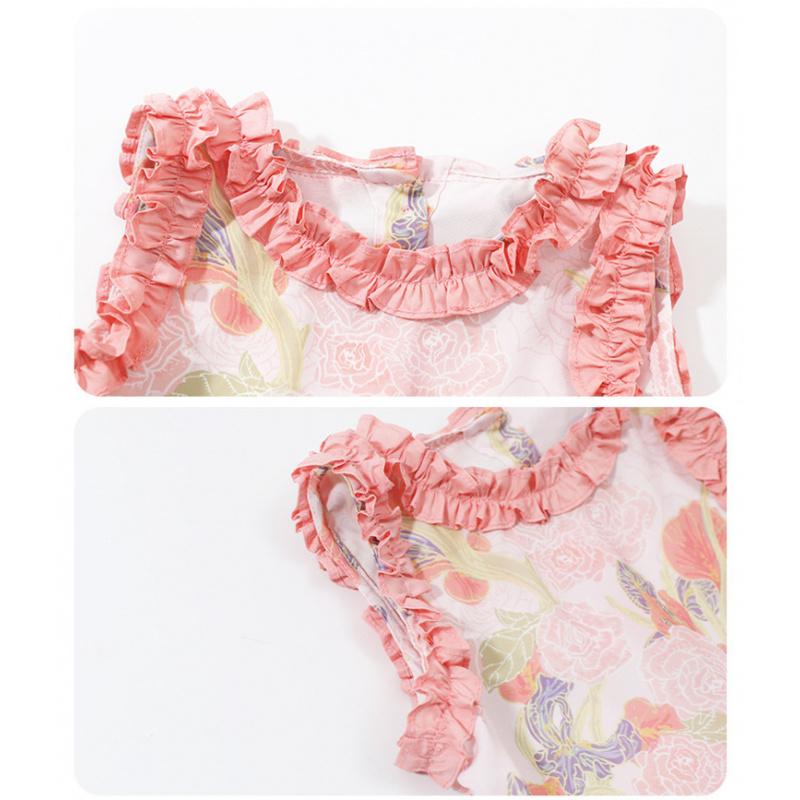 Girls' Floral Lightweight Set Baby Summer Vest Wide-Leg Pants Two-Piece Set Children'S Fashionable Summer Outfit For Toddlers