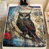 1PC Custom Name Autumn Owl Patterned Flannel Blanket Suitable For All Seasons for Home Decor Warmth and Comfort Gifts Holiday Present_lx