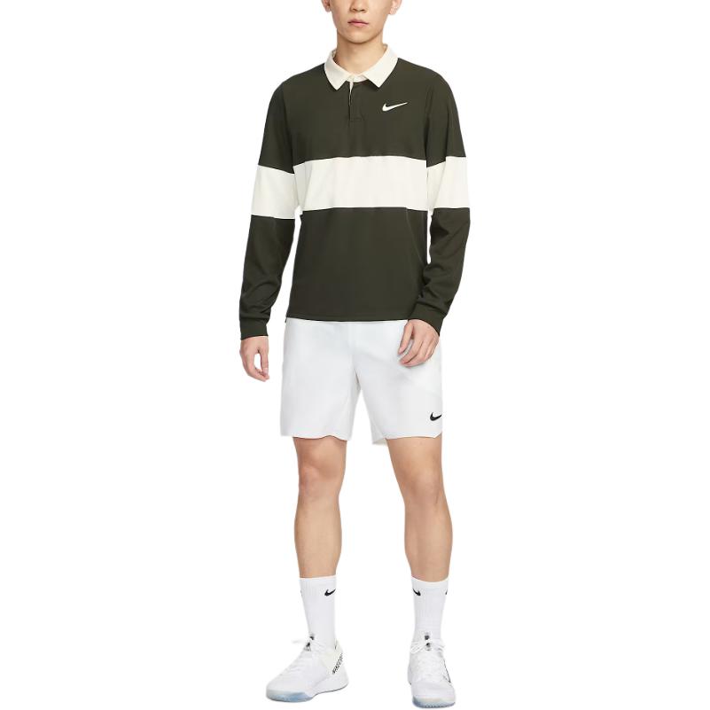 Nike Dri FIT ADVCourt Slam SS25 Camiseta de Tenis Hombre Verde Secuoya/Blanco Marfil Claro/Blanco IB8142-355