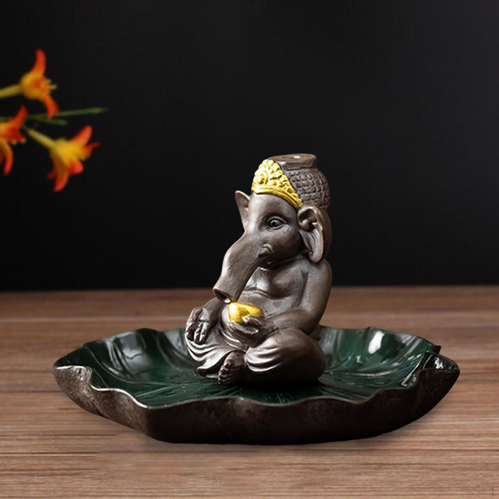 

Backflow Incense Burner Holder Ceramic Animal Lotus Tray Fountain Waterfall Elephant
