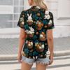 Damenmode Lässig Revers Kurzarm Farbe Hemd Damen Up Tops