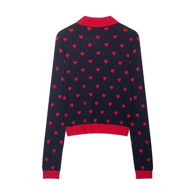  European and American Style New Women's Fashionable Heart-shaped Jacquard Knit Jacket 4938/008