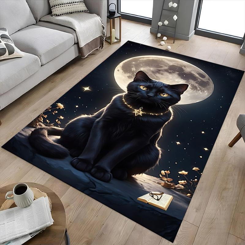 1pc cat moon Carpet Anti Slip Polyester Floor Mat for office,Bedroom