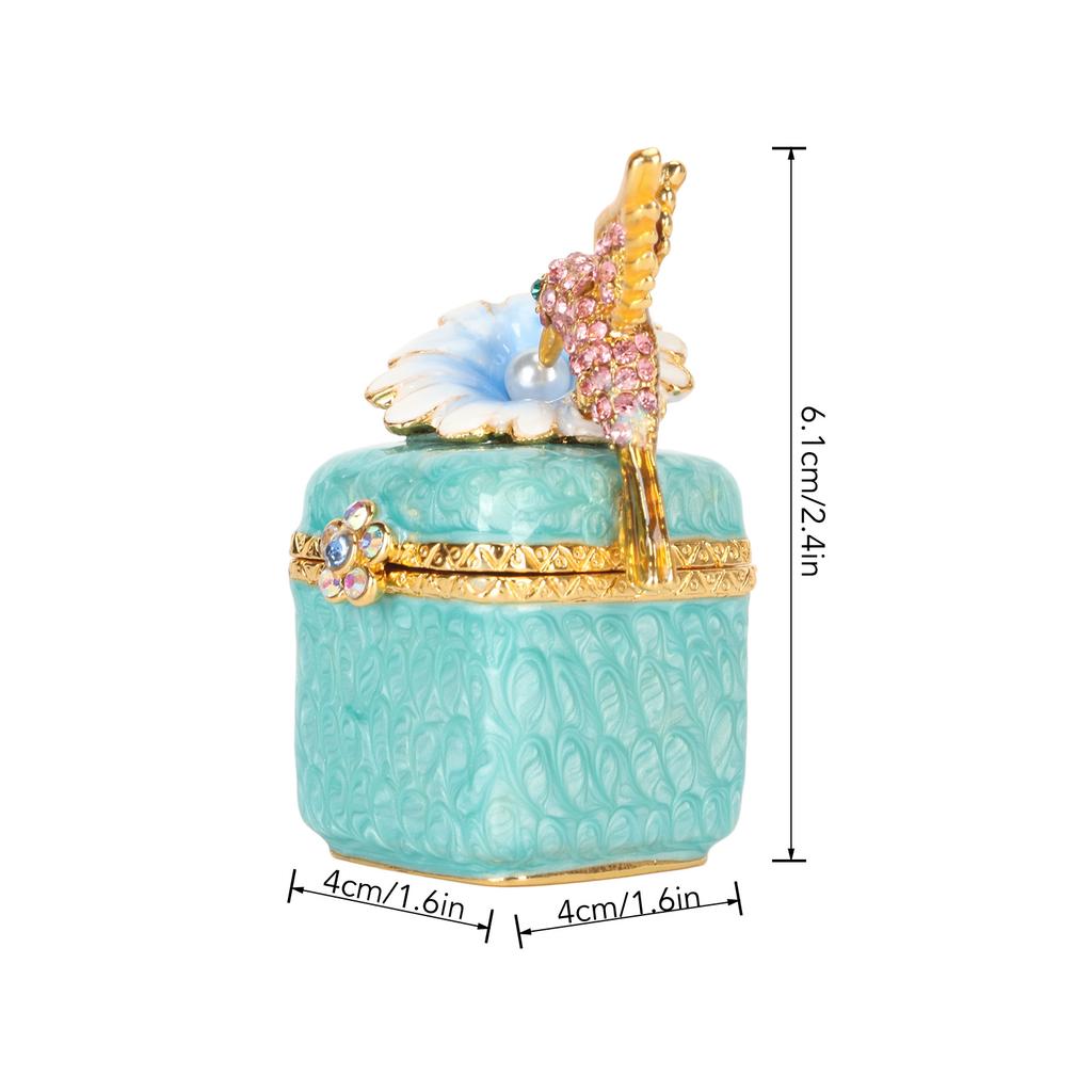 Bird Figurine Jewelry Box Zinc Alloy   Hand Painted Decorative Hinged Jewelry Holder for Storing Necklaces Rings Earrings