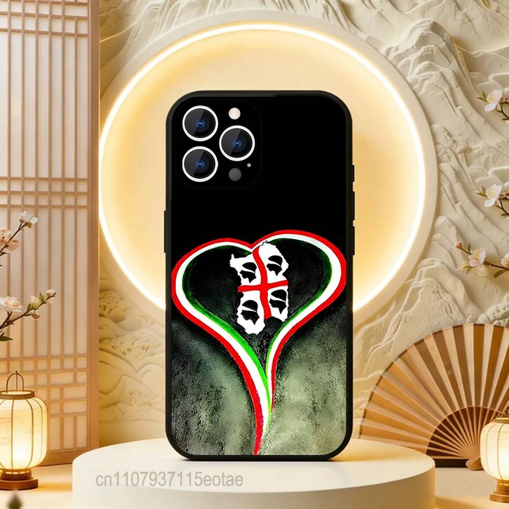 Flag of Sardinia COOL Phone Case For iPhone 17,16,15,14,13,12,11,Pro,Max,Plus,E,Air,Mini Protective Black Cover