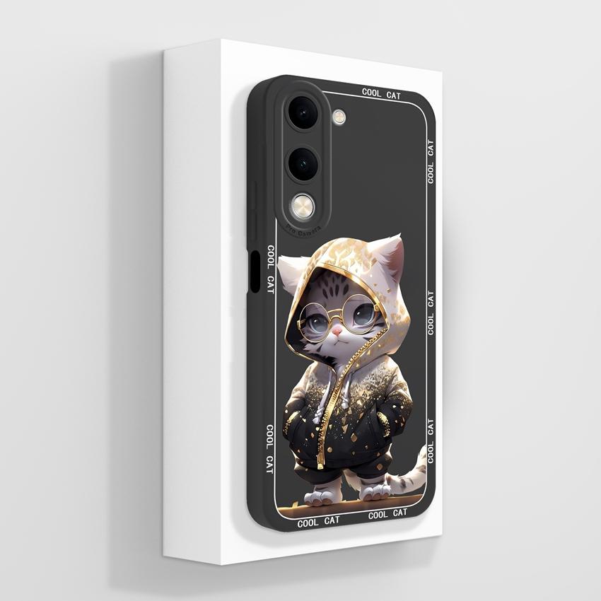 Für Vivo Y04 Y03 Y02 Y11 Y15 Y20 Handyhülle Niedliches Cartoon-Mädchenmuster Glattes Flüssigsilikon Stoßfester Schutz Rückseitenabdeckungen Hülle Für Vivo Gehäuse